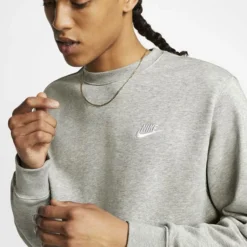 Nike Sweatshirt NSW French Terry Crew - Grau/Weiß -TTKX-KLEIDUNG SHOP 372168c0489a