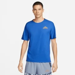 Nike Laufshirt Dri-FIT Trail Solar Chase - Blau/Zitrone