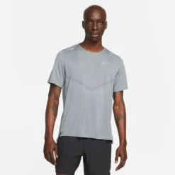 Nike Lauf T-Shirt Dri-FIT Rise 365 - Smoke Grau/Silber
