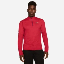 Nike Laufshirt 1/2 Zip Dri-FIT Element - Rot/Silber