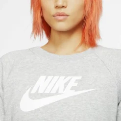 Nike Sweatshirt NSW Essential Fleece Crew - Grau/Silber/Weiß Damen -TTKX-KLEIDUNG SHOP ab2235d7b295
