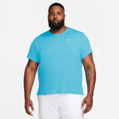 Nike Lauf T-Shirt Dri-FIT UV Miller - Baltic Blau/Silber