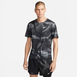 Nike Lauf T-Shirt Dri-FIT Miller Camo - Schwarz/Silber