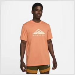 Nike Lauf T-Shirt Dri-FIT Trail - Orange/Weiß