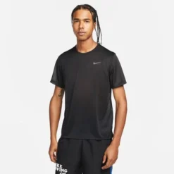 Nike Lauf T-Shirt Dri-FIT Miler - Schwarz/Silber