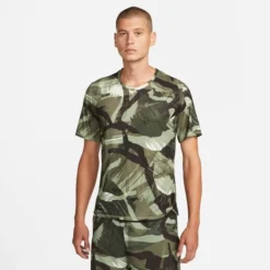 Nike Lauf T-Shirt Dri-FIT Miller Camo - Grün/Silber