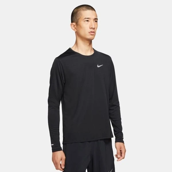 Nike Laufshirt Dri-FIT Miler L/S - Schwarz/Silber 1 Nike Laufshirt Dri-FIT Miler L/S - Schwarz/Silber